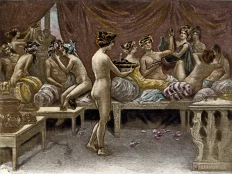 Ilustración de Richard Ranft (1862 - 1931) para Lucien de Samosate (aprox. 125 - 192): las cortesanas