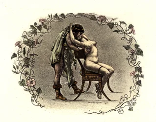 Ilustración de Richard Ranft (1862 - 1931) para Lucien de Samosate (125 aprox. - 192): "Las cortesanas". 1899