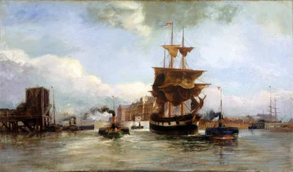 Saliendo del muelle West Bute, Cardiff, 1861-1916