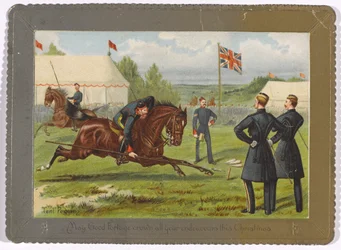 Tent Pegging Que la Buena Fortuna corone todos tus esfuerzos esta Navidad, circa 1890