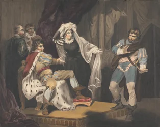 Figuras teatrales sobre un trono