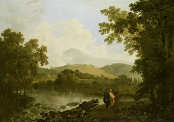 Cicerón y sus amigos, Ático y Quinto, en su villa de Arpinum