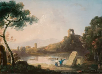 El lago Averno con un sarcófago (óleo sobre lienzo)