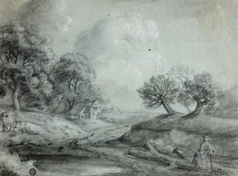 Paisaje con mujer y vacas (recto); Boceto de un paisaje (verso)