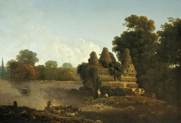 Tumba de los Horacios y Curacios, cerca de Albano, Italia (óleo sobre lienzo)