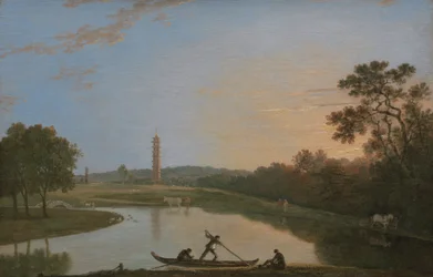 Jardines de Kew: La Pagoda y el Puente [1985, Cormack, YCBA Catálogo Conciso].