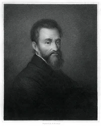 Miguel Ángel, escultor, pintor, arquitecto y poeta del Renacimiento italiano, 1833