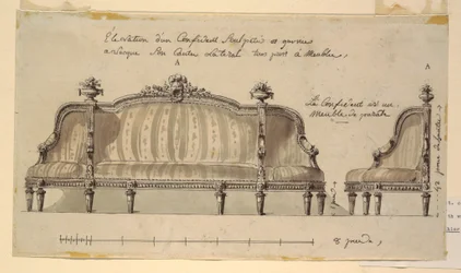Dibujo, Diseño para un confidente, ca. 1780