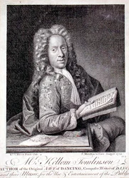 Retrato de Kellom Tomlinson (c.1690-c.1753) grabado por François Morellon la Cave (fl.1731-54) 1754