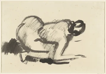 Mujer desnuda agachada