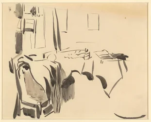 Rincón de una habitación con mesa y silla