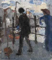 El pintor en el Hoogbrug de Malinas
