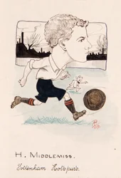 Bert Middlemiss, Tottenham Hotspur, dibujo para una serie de tarjetas de cigarrillos, 1907