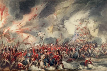 Batalla del Cabo de San Vicente, c.1800 (grabado en color)