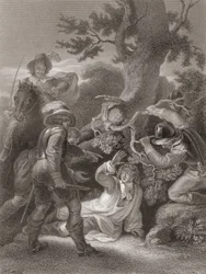 El duque de Monmouth capturado después de la batalla de Sedgemoor. De „The History of England“, publicada en 1859.