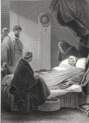 La Muerte del Cardenal Wolsey, grabado por A.H. Payne