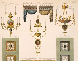 Diseños para cornisas de cortinas, girándolas y puertas plegables (detalle)