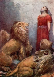 Daniel en la Guarida de los Leones (litografía en color)