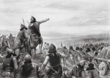 Incursión de Shamshi-Adad III a la orilla del "Gran Mar" (litografía)