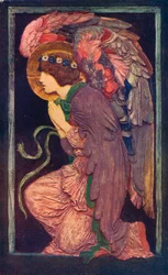 Un ángel adorando, un relieve de yeso coloreado por Robert Anning Bell, c1901 1901-1902
