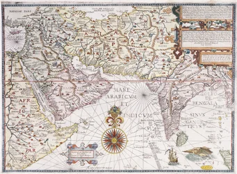 Un mapa de África Oriental, Arabia e India, 1598