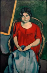 Mujer con vestido rojo