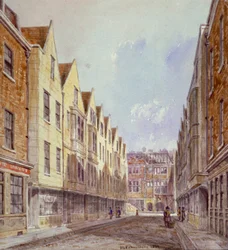 Vista de Great Winchester Street con Winchester Place visible en la distancia, Londres, 1839