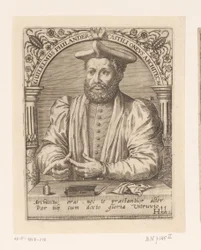 Retrato de Guillaume Philandrier Guilelmus Philander Castili oneus architectus (título sobre el objeto) Serie de retratos de eruditos de los siglos XV y XVI (título de la serie)