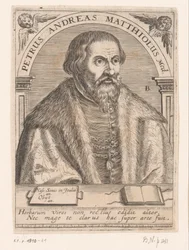 Retrato de Pietro Andrea Mattioli Peter Andrew Matthews Med. (título en el objeto) Serie de retratos de eruditos de los siglos XV y XVI (título de la serie)