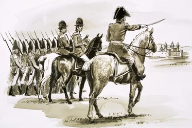 Arthur Wellesley al frente del 23º Regimiento en Mysore