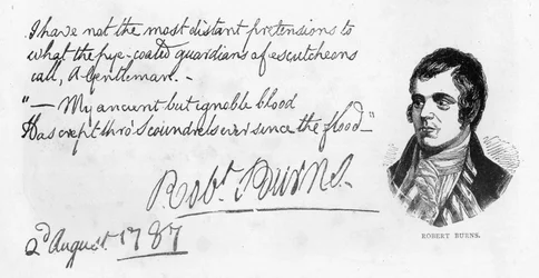 Caligrafía y firma de Robert Burns, 1787