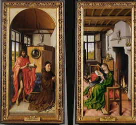 San Juan Bautista y el teólogo franciscano Heinrich von Werl y Santa Bárbara (pintura sobre madera)