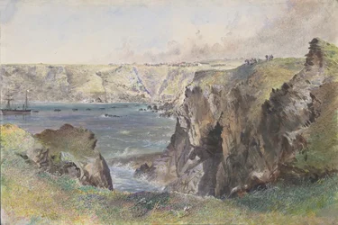 Bahía de Foilhummerum, Valentia, desde el Fuerte Cromwell: El Caroline Colocando el Cable Terrestre el 21 de Julio de 1865