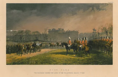 Hyde Park - la princesa pasando las líneas de los voluntarios, 7 de marzo de 1863