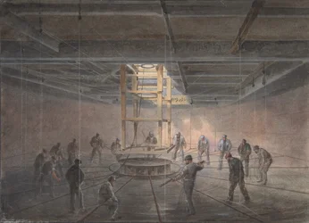 Interior de Uno de los Tanques a Bordo del Great Eastern: El Cable Saliendo, 1865-66