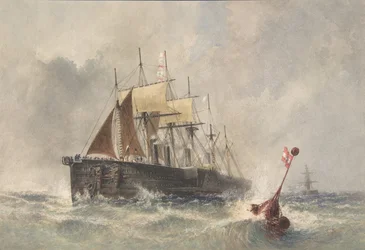 Lanzamiento de la boya desde la proa del Great Eastern el 8 de agosto de 1865, 1865-66