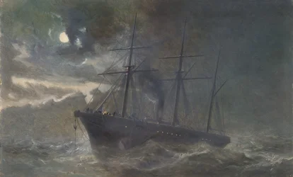 El Albany boyando un bight del cable de 1865 en la noche del 26 de agosto de 1866, 1866