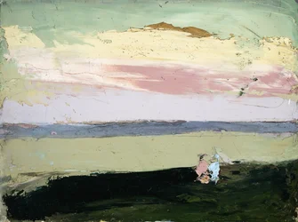 Escena costera al atardecer