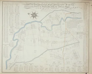 Un nuevo y correcto mapa de Hackney Marsh, 1745