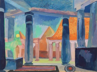 Escenografía para Cleopatra, c.1918 (acuarela, gouache, pintura metálica y grafito sobre papel)