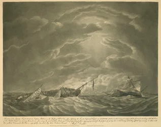 Situación de la Fragata de Su Majestad EUROTAS Capitán Phillimore, en la Noche del 25 de Febrero de 1814, después de derrotar a la Fragata Imperial Francesa LA CLORINDE que está intentando escapar con su trinquete en pie; mientras la Tripulación de la Frag