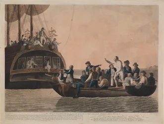Los amotinados expulsan a Bligh y su tripulación de la "Bounty", 29 de abril de 1789