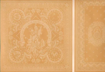 Lino damasco por el Sr. C. Faber, Stuttgart y los Sres. Burre Bros. Dumferline, 1863