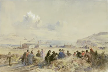 Watching Manoeuvres from the Dunes, Foilhummerum Bay, Valentia, c.1865 (acuarela sobre papel)