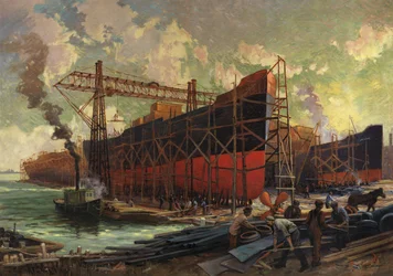 Construcción naval en Ashbridges Bay, Toronto, 1918