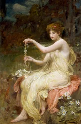 Haciendo cadenas de margaritas". Pintura de Robert Fowler (1853-1926) Colección privada
