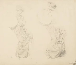 Estudio de dos figuras femeninas para mural Moods to Music, 1893-95