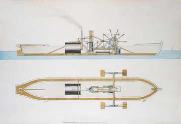 Barco de vapor diseñado por Robert Fulton