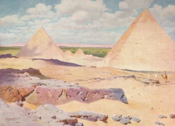 Las Pirámides de Gizeh desde el desierto, c1880, 1904