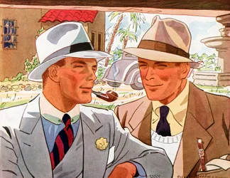 Dos Hombres Muy a la Moda con Trajes y Sombreros